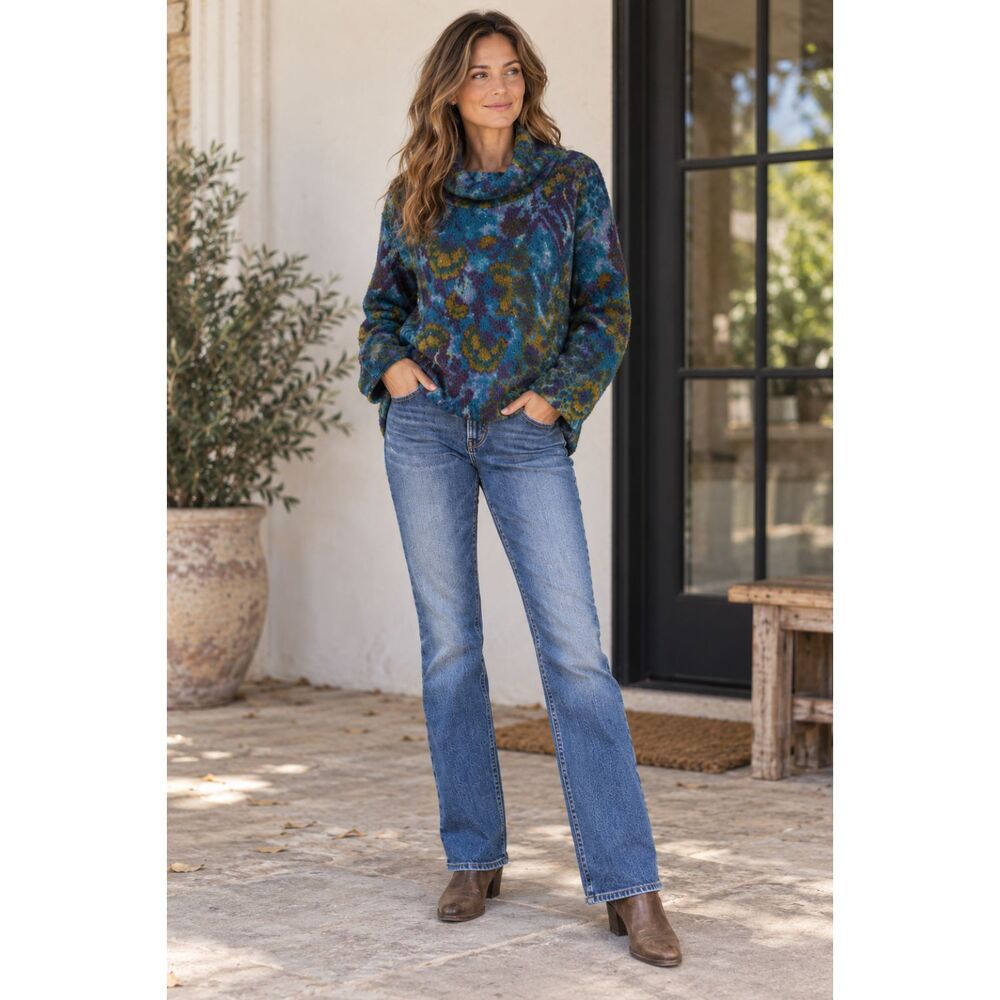 **Need fabric content tag** Habitat Floral Cowl Neck Sweater Multicolor Blue/Tea